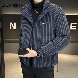 利郎（LILANZ）官方羽绒服男款竖条纹高端免洗2025新款痞帅保暖防寒服休闲外套冬 藏青色-旗舰款 3XL (175-190)斤