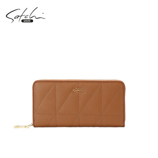 Satchi/satchi women's wallet, fashionable and versatile cowhide handbag, large-capacity clutch for wife, khaki color