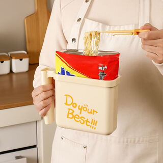 Youke large-capacity bring your own tableware instant noodle bowl dormitory bagged instant noodle bowl no-wash high temperature resistant new instant noodle bowl bagged instant noodle special bowl white free instant noodle fork + sealing clip