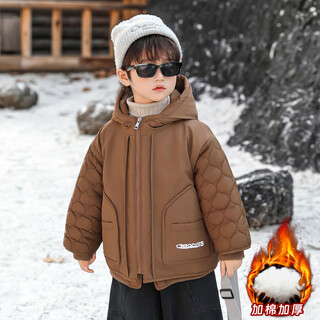 Disney down jacket boys' cotton clothes winter clothes new cool and handsome street children's cotton clothes winter cool and handsome boys thickened cotton cotton clothes style coffee color cotton clothes jackets (padding) 130 cm
