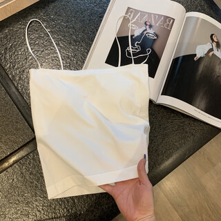 Running version 1803 short solid color camisole for women in summer with breast pads, no steel rings, seamless bra-wrapped bottoming tube top, white, one size fits all