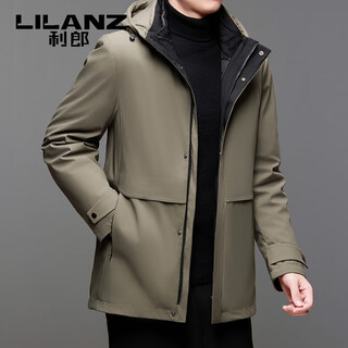 Lilanz men's down jacket 2025 new winter removable down liner dad's coldproof warm down jacket khaki xl