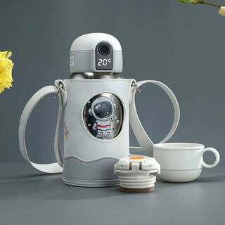 Wing huan's new smart pure titanium children's health thermos cup baby straw cup kindergarten student astronaut thermos pot 500ml