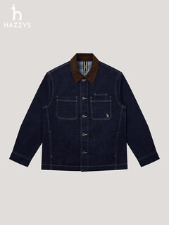 Hazzys men's 2025 autumn and winter new jacket corduroy collar plaid lined denim jacket men asvzu0cdu14 m170/92a46