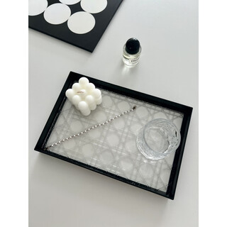 He jiagong hotel sink countertop tray light luxury acrylic cup storage enlarged tray hotel bathroom toilet 1 large arabesque pattern (30 length * 20 width * 3 height)