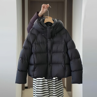 Garnuo cloud puff turtle back black short down jacket women's winter small and lightweight 90 white duck down bread jacket squid black s 80-105jin jin is equal to 0.5 kg