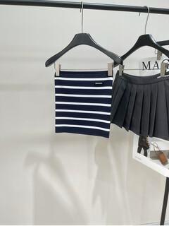 High quality 25ss early autumn new style navy blue and white striped knitted tube top navy blue and white striped tube top s