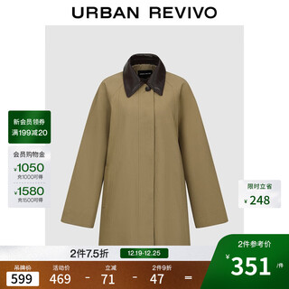 Ur2025 autumn new women's streamer style spliced collar super loose coat woolen jacket uwh150058 khaki (loose) s (xs-s)