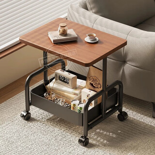 Zhuobo coffee table living room side table tea table movable bedside table bedside table small table trolley storage rack cj29 walnut color