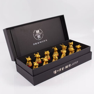 Guojiao 1573 produces twelve zodiac ceramic gold-plated wine glasses with 12 animal heads and a complete set of collection gift boxes