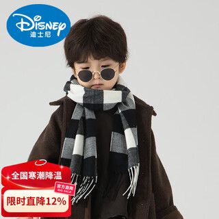 Disney children's scarf for boys autumn and winter baby scarf fashionable boy imitation cashmere plaid girl warm little boy trendy 192 - black and white checkered about 3~12 years old