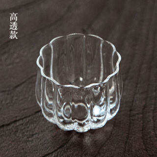 Fantasy heat resistant glass lotus petal small tea cup master single cup crystal transparent thickened kung fu tea set high translucency