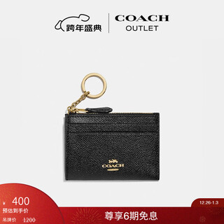 Coach new year's gift outlet women's bag mini id bag black