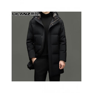 Lilanz men's mid-length down jacket winter new fashionable thickened warm and coldproof jacket for young and middle-aged men black 14xl (190)