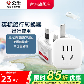 公牛（BULL）旅行转换器插座/转换插头/国外使用/多国旅行插座 英标转国标（国外使用） GN-901E