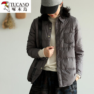 Woodpecker winter lightweight and warm jiaxing pinghu shirt-style down jacket women's underwear shirt collar liner bottoming cotton jacket thin gray m 110-125jin jin equals 0.5 kg