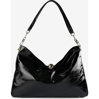 Furla women's shoulder bag magnetic buckle closure shoulder strap large capacity lightweight black glossy artificial leather black one size