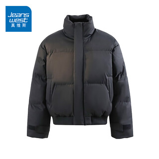 Jeanswest stand collar short cotton jacket men's winter 2025 new american fashion brand thickened cotton jacket warm cotton jacket black m