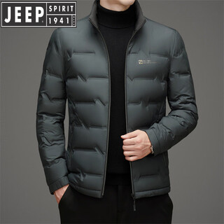 Jeep spirit men's short down jacket winter new thin goose down jacket warm thickened men's jacket gray green m 170