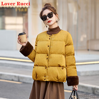 Lover rucci new chinese style chinese style down jacket for women in winter this year's popular hot style, high-end, super good-looking, retro short style, thickened, yellow m