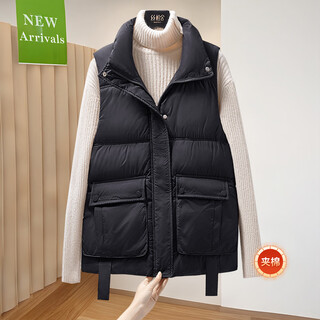 Sibaishe solid color stand collar cotton vest women's 2025 autumn and winter new fashion simple warm stacking vest
