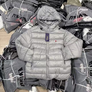 Pugesi silver gray pony embroidered ribs down jacket men's winter outdoor lightweight hooded jacket couple warm cotton jacket silver m