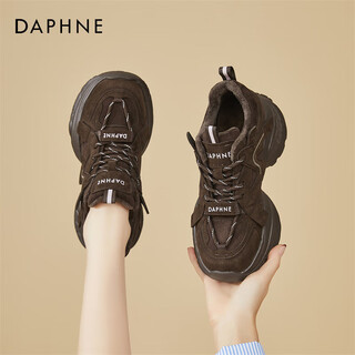Daphne daphne winter velvet dad shoes for women 2025 new women's shoes warm cotton shoes heightening sports shoes casual brown velvet heel height 7cm 40 (250mm) standard size