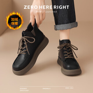 Zhr martin boots women's 2025 winter new plus velvet british style short boots women's slim boots women's k288a black 38