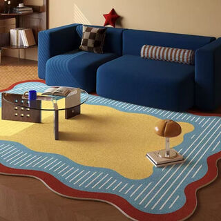Fantasy dopamine living room carpet special-shaped full-cover sofa coffee table carpet high-end stain-resistant no-care bedroom floor mat customized 180x250 cm double-line seam cx wave yuehu crystal velvet