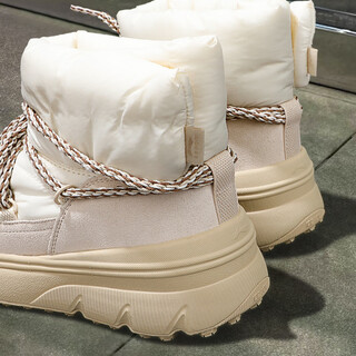 Li ning honey boot high-top casual shoes for women 2025 winter new fashion snow boots soft sole warm women's shoes rock white gray/oyster gray agcv388-2 35.5