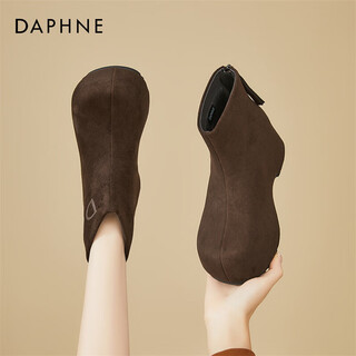 Daphne daphne retro inner heightening plus velvet short boots for women 2025 new suede british style versatile commuter martin boots brown plus velvet inner heightening 5.5cm heel height 0.5cm 35 (225mm) standard size