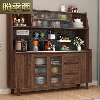 Panji northwest europe modern living room wine cabinet tea cabinet multi-functional kitchen storage storage cabinet solid wood sideboard integrated against the wall walnut color (solid wood board) glass door 80cm