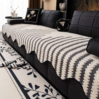 Yusenyi red lawrence sofa cushion winter straight sofa cushion plush thickened new year's festive sofa cover special-shaped luochuan (cushion) gray 70x180cm