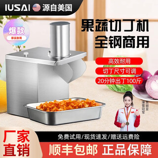 Iusai commercial vegetable cutter, fully automatic canteen dicing artifact, multi-functional potato radish shredding, slicing and dicing, commercial slicer, vegetable cutter, potato shredding artifact, basic and efficient model, commercial dicing machine - single knife disc - knife net size remarks