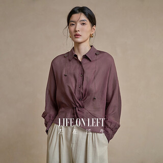 Life on the left handmade crochet | sandalwood color ramie shirt breathable texture 2026 early spring new top for women sandalwood color s