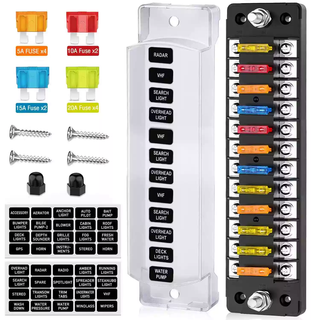 12-way car fuse box single row long fuse holder with positive and negative poles 32v100a car fuse holder 12-way rectangular