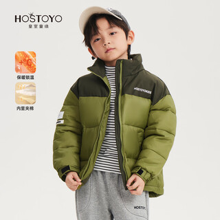 Royal tongyuan boys simple versatile contrast color splicing cotton clothes winter children's clothes green 120