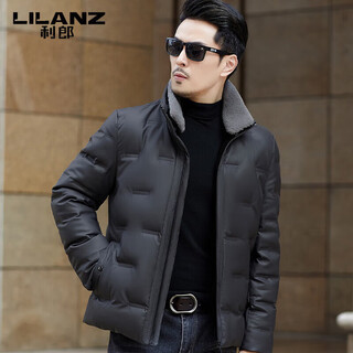 Lilanz Пуховик с воротником-стойкой, мужская короткая мужская кожаная куртка, утепленная зимняя новинка 2025, короткая зимняя куртка, темно-серая, 3xl 190