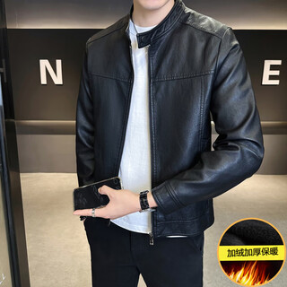 Kbxng jinba official flagship trendy casual velvet motorcycle jacket 2025 autumn new american versatile stand-up collar black velvet m