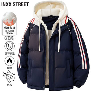 Inxx (inxx) inxx street dopamine thickened versatile cotton coat couple fashion brand fake two-piece hooded casual jacket navy m recommended 110-125 jin jin equals 0.5 kg