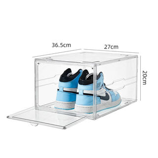 Qiao bo lai transparent shoe box drawer folding shoe rack home door dust-proof long boot storage box acrylic shoe cabinet fully transparent front opening double magnetic door 6 can hold 48 size high-top shoes