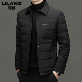 Lilanz Мужской пуховик Зимний легкий короткий мужской повседневный пиджак с лацканами для среднего возраста Утепленная теплая куртка Модный черный размер m 170 (рекомендуемый вес 100-120 jin jin равен 0,5 кг)
