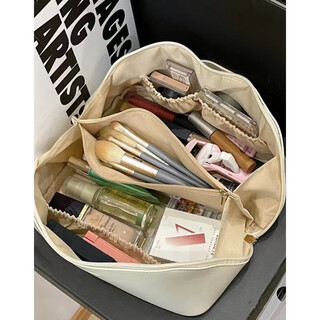 Complete new product cosmetic bag large capacity new versatile partition ins sense portable women's travel use off-white