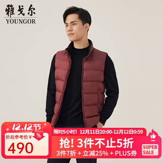雅戈尔（YOUNGOR）马甲男士青年男茄克羽绒马夹羽绒背心商场同款 红色 L 175/96A