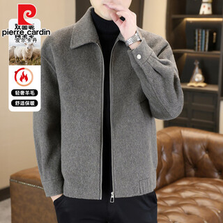 Pierre cardin 70 sheep wool high-end autumn and winter double-sided woolen jacket men's trendy high-quality short woolen jacket camel l