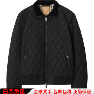 Burberry christmas gift burberry ss25 corduroy collar quilted nylon zipper long-sleeved cotton jacket men's black black m