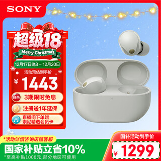 索尼（SONY）WF-1000XM5【政府补贴】真无线蓝牙降噪耳机 新一代降噪豆 智能AI 蓝牙5.3 铂金银 圣诞礼物