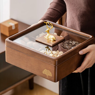 Moriwushe dried fruit storage box 2026 new style compartmented dried fruit box with lid for living room and tea house light luxury high-end solid wood fruit plate