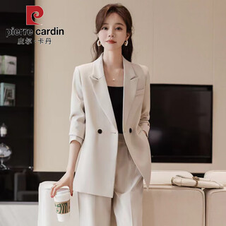 皮尔卡丹（pierre cardin）女神范高端西装套装女春秋季2026新款气质职业装休闲西服两件套 杏色 S