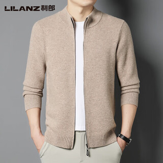 Lilang daddy autumn and winter stand-up collar zipper solid color cardigan middle-aged men's casual business thickened cardigan sweater mituo xs 160